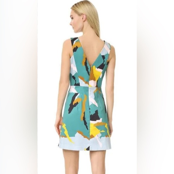 Milly Green Yellow Abstract Print Sheath Dress Size 2 - Picture 2 of 13